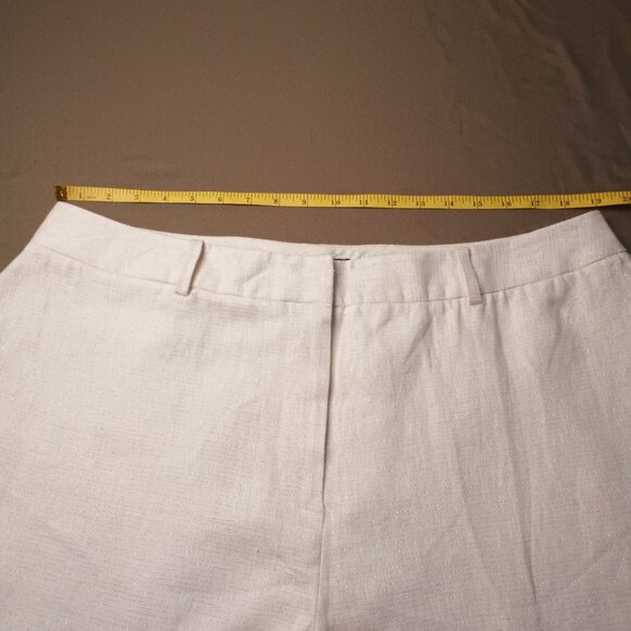 Winter White Sparkly Linen Pants Size 20W High Rise Wide Leg Pamela Dennis - Picture 6 of 9